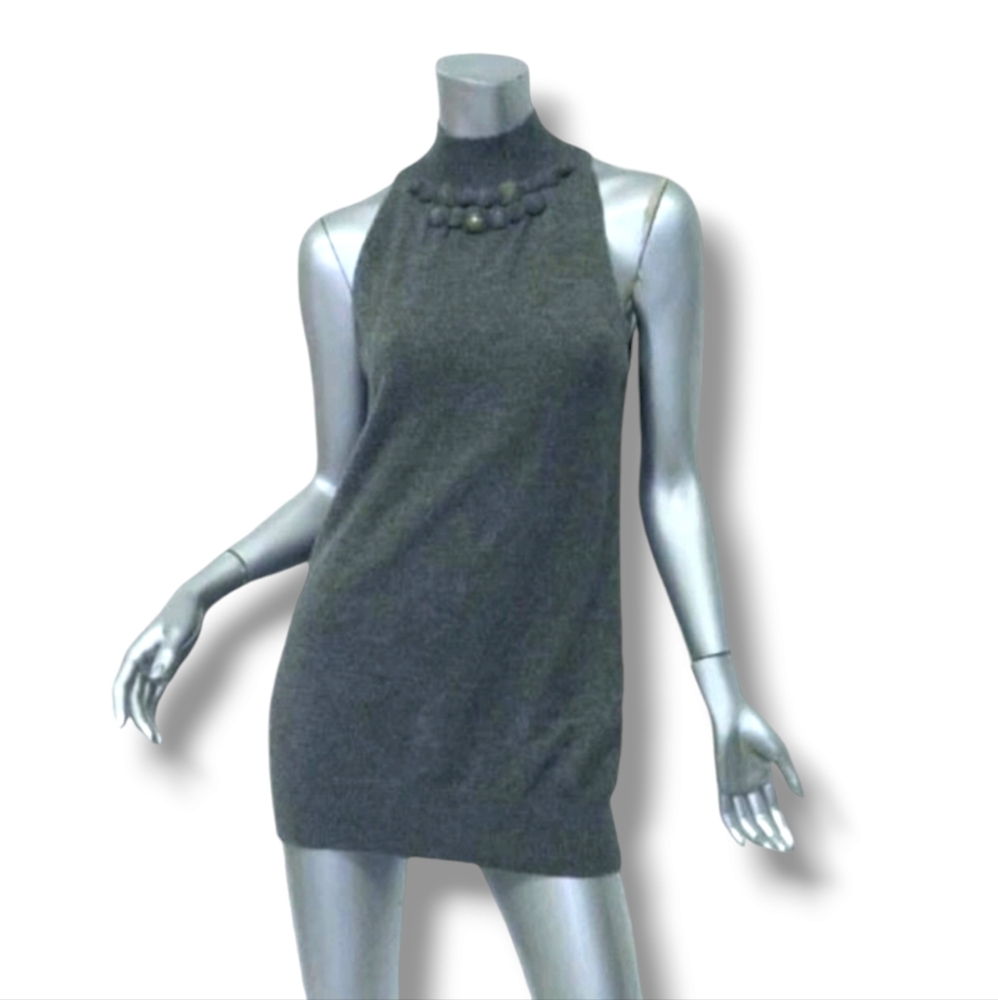 Vince Embellished Cashmere Mock Sleeveless Turtleneck Sweater | Small